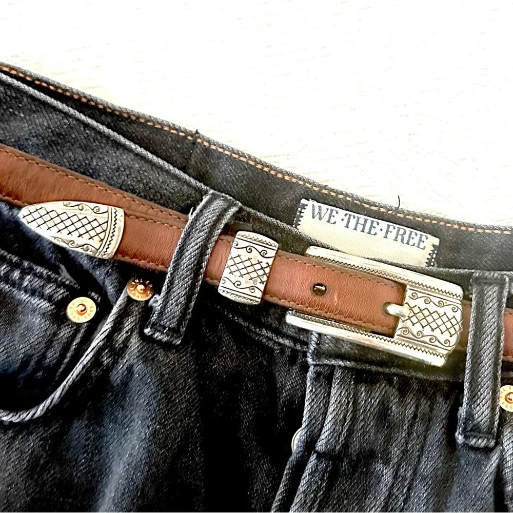 Brighton Silver Ranger Buckle Brown Leather Belt Sz L 34 B2807 - Picture 10 of 13